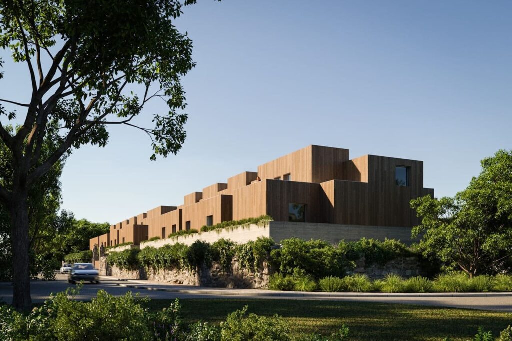 imagen viviendas exterior de la promoción as camelias en Oporto Portugal